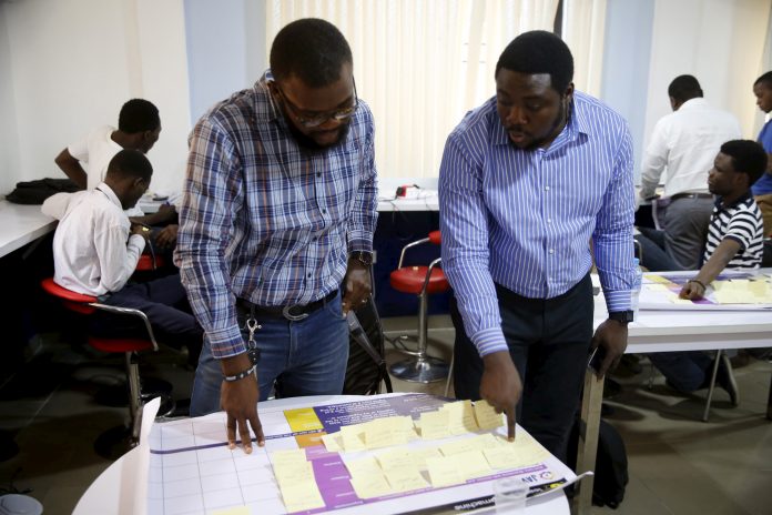 Software developers work at the iDEA hub in the Yaba district in Lagos