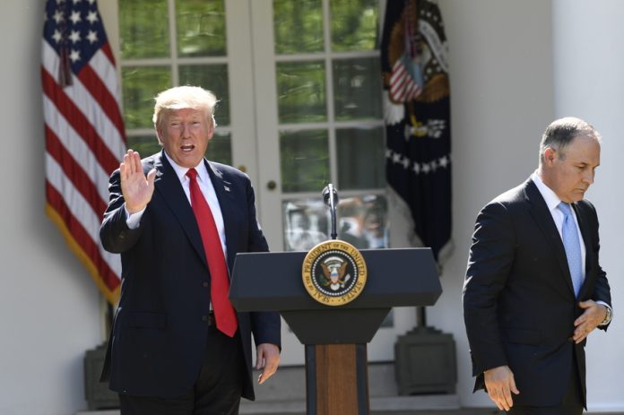 US President Donald Trump delivers a statement on the Paris Climate Agreement