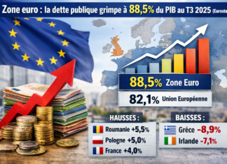 Zone euro : la dette publique grimpe à 88,5% du PIB au T3 2025 (Eurostat)
