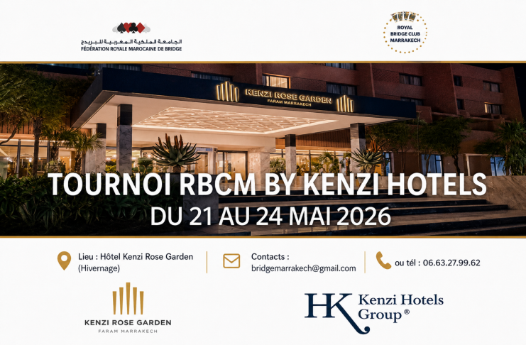 Kenzi Hotels Group accueille le tournoi du Royal Bridge Club Marrakech